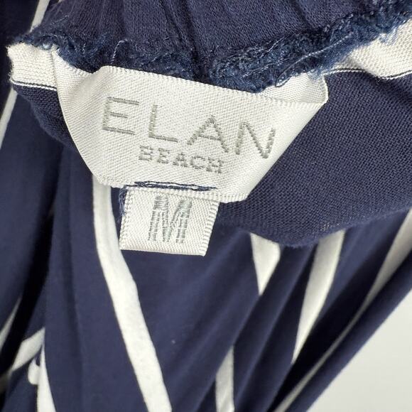 Elan Beach String Halter Dress medium Navy Blue Striped Asymmetrical Hem Midi - Picture 11 of 11